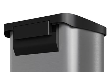 Garvee 13 gal / 50 L Stainless Steel Trash Can with Lid, Large Garbage Can for Kitchen, Rustproof Step-on Kitchen Metal Trash Bin with Liner Rim, Rear Handle, Soft Close Plastic Lid, Silver - color: Silver, size: 13.2 Gallons