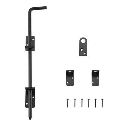 HOME MASTER HARDWARE 18" Cane Bolt, Heavy Duty Gate Drop Rod, Cane Bolts for Gates, Fence Gate Hardware, Metal Gates Doors Stopper for Gate Ground, Black