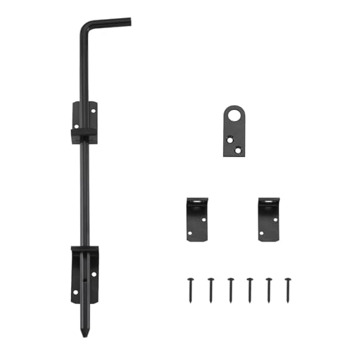 HOME MASTER HARDWARE 18" Cane Bolt, Heavy Duty Gate Drop Rod, Cane Bolts for Gates, Fence Gate Hardware, Metal Gates Doors Stopper for Gate Ground, Black