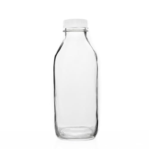 Fox Run Glass Classic Milk Bottle With Lid, 32 oz or 1 Quart Capacity