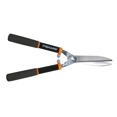 Fiskars 20" Power-Lever Garden Hedge Shears, Shrub Trimmer, 8” Blades | For Shaping and Trimming Hedges, Power Lever Technology Multiplies Cutting Force, Serrated Steel Blade, SoftGrip Handles - style: 20" Power-Lever