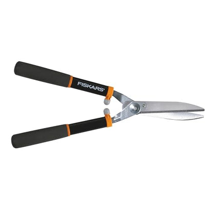 Fiskars 20" Power-Lever Garden Hedge Shears, Shrub Trimmer, 8” Blades | For Shaping and Trimming Hedges, Power Lever Technology Multiplies Cutting Force, Serrated Steel Blade, SoftGrip Handles - style: 20" Power-Lever