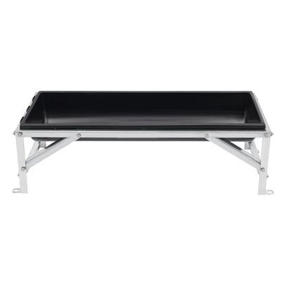 40in Livestock Feed Trough, 9.25gal Pasture Feeder with Deeper Feeding Pan and Stand, Galvanized Steel Sheep Feeder Trough for Goats Sheep Deer Pigs Cows Ponies and Horses (Black) - color: Black
