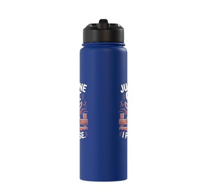 Just One Goat I Promise Cute Coat Pygmy Goat Farmer Stainless Steel Insulated Water Bottle - color: Royal Blue