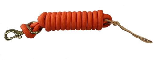 AJ Tack 9 Ft Nylon Lead Rope, 5/8 in, Leather Popper - color: Red