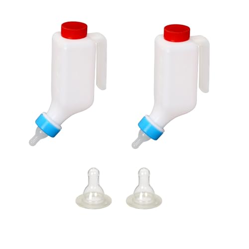 Lamb Bottle Goat Nipples 800ml Baby Goat Nursing Bottles & Replacement Nipples Hang Upside Down Livestock Milk Bottle Bottles for Fawns Sheep (2pcs Bottles+2pcs Nipples) - color: 2pcs bottles+2pcs Nipples