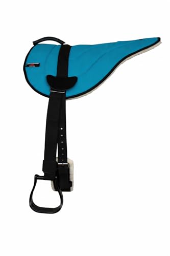 CHALLENGER Western Lightweight Bareback Saddle Pad with Fleece Bottom, Stirrups & Cinch – Contoured Synthetic Suede Top – 23" x 30" - color: Turquoise