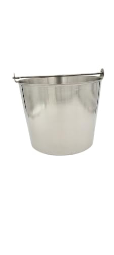Premium Stainless Steel Pail, Vet/Milk Bucket, Made in USA, Completely Seamless & Thick, 9-20 Qt Sizes (13 Qt Heavy Duty)