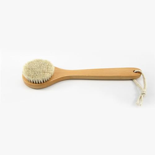 11.8 Inch Long Wooden Handle Dry Body Brush Back Scrubber, Bath Shower Brush Scrubber with Soft Horsehair Mane Natural Bristles, Good for Cellulite, Detox, Exfoliating, Blood Circulation,etc. - size: 11.8 Inch Long Handle Wooden Horsehair
