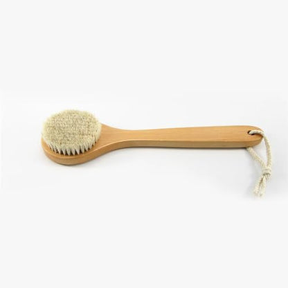 11.8 Inch Long Wooden Handle Dry Body Brush Back Scrubber, Bath Shower Brush Scrubber with Soft Horsehair Mane Natural Bristles, Good for Cellulite, Detox, Exfoliating, Blood Circulation,etc. - size: 11.8 Inch Long Handle Wooden Horsehair