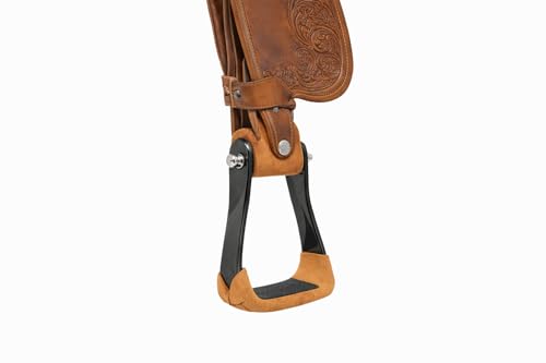 CHALLENGER Horse 4-3/4" Western Saddle Barrel Racing Lightweight Aluminium Stirrups 5181 - color: Black