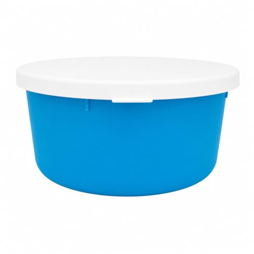 Correct Connect Mini 1 Gallon Horse Feed Storage Bowl with Snap Lid, Feed Container for Treats and Supplements, BPA Free Food Grade Feed Bucket, Stackable (Light Blue) - color: Light Blue