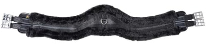 T TEKE Anatomic Luxury Plush Fleece Horse Girth - Contoured Pressure Relief English Girth with Dual-Side Heavy-Duty Elastic, Ultra-Soft Fleece Lining, Stainless Steel Solid-Roller Buckles & D-Ring - color: Black, size: 42"