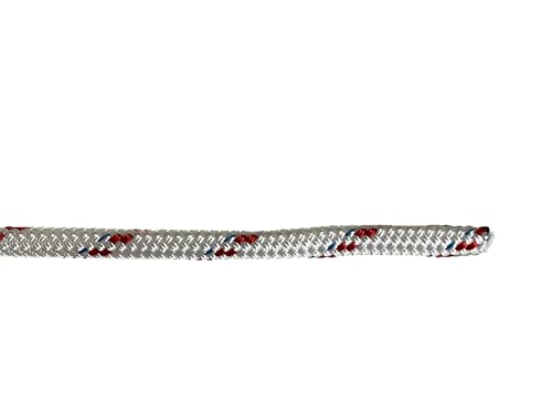 Blue Ox Rope 7/16" Yacht Braid Premium Polyester, White/red/Blue, 300 ft - size: 300 feet