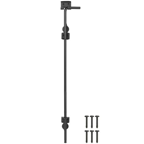 36 Inch Cane Bolt Gate Drop Rod Heavy Duty Gate Hardware, Gate Ground Latch for Wooden Fences, Metal Gates Doors Stopper for Gate Ground, Wrought Iron Gate Latches, Black Finish(1 Pack) - size: 36 Inch