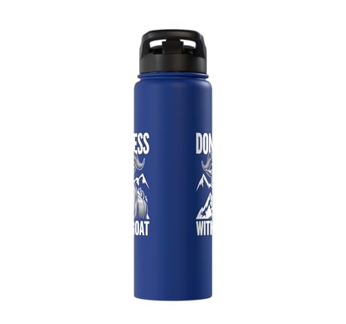 Don´t Mess With My Goat Cute Coat Pygmy Goat Farmer Stainless Steel Insulated Water Bottle - color: Royal Blue