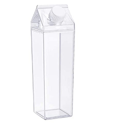 Milk Carton Water Bottle 33oz (1000mL) Plastic Square Milk Bottles No BPA Leakproof Water Bottle Portable Reusable Milk Carton Shaped Juice Bottle Perfect for Fitness Gym Camping Sports