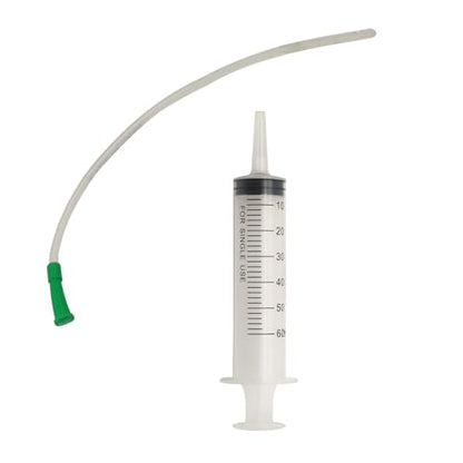 Lamb and Goat Kid Feeding Kit 2-Clear Tube (16 FR), 1-Syringe 60ml Reusable Drench Goat Syringe for Lamb, Dog, Sheep,Piglet,Rabbit Feeding