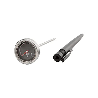 Taylor Pro Series Analog Instant Read Thermometer – 5" Stem, NSF Stainless Steel Dial Gauge with Pocket Clip, 120°F to 220°F Temperature Range for Meat, Grill & Baking Use (Black) - color: Black