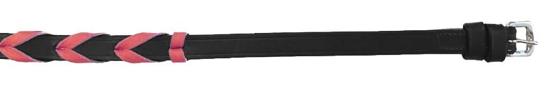 Leather Equestrian Horse Neck Strap - color: Black and Pink, size: 50"