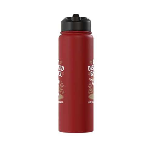 Easily Distracted by Goats Cute Coat Pygmy Goat Farmer Stainless Steel Insulated Water Bottle - color: Red