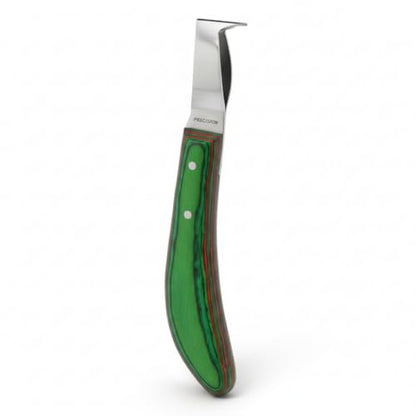 Premium Japanese Stainless Steel Long Loop Hoof Knife with a rhino hook and Smooth Wooden Handle - Perfect for Better Hoof Cleaning