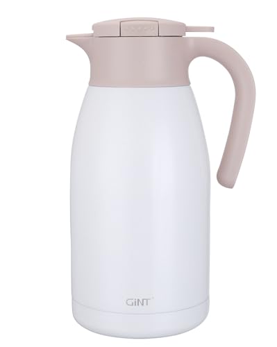 GiNT 1.9L / 64Oz Thermal Coffee Carafe, Insulated Stainless Steel Coffee Carafes for Keeping Hot/Double Walled Vacuum Thermal Carafe (White) - color: White, size: 64.2 Ounces