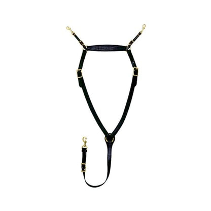 Tucker Classic Montreal Breast Strap Trail Horseback Riding Equestrian Sports Saddle Support Tack w/Durable Leather Over-The-Neck Breast Collar, Metal Hardware & Fleece-Lined Chest Tab - color: Black/Brass Hardware