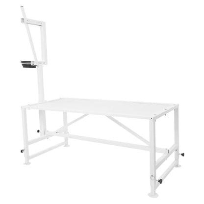 47 in Goat Milking Stand, 600 LBs Stand for Goat Milk and Sheep Trimming, Metal Goat Stand with Headpiece and Feeding Bin for Grooming, Shearing,and Milking (White) - color: White