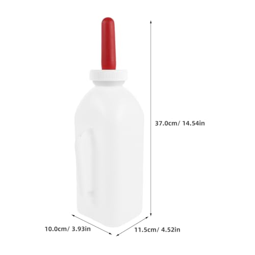 NUOBESTY 4 Pack 2L Livestock Milk Feeding Bottles with Extra Replacement Rubber Nipples, 67.6oz Large Goat Lamb Calf Bottle with Handle, Farm Animal Milk Feeder for Puppy Sheep Cattle
