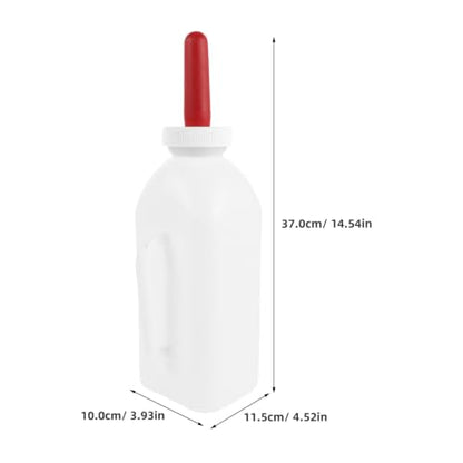 NUOBESTY 4 Pack 2L Livestock Milk Feeding Bottles with Extra Replacement Rubber Nipples, 67.6oz Large Goat Lamb Calf Bottle with Handle, Farm Animal Milk Feeder for Puppy Sheep Cattle