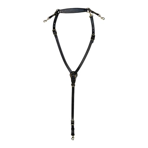 Tucker Classic Montreal Breast Strap Trail Horseback Riding Equestrian Sports Saddle Support Tack w/Durable Leather Over-The-Neck Breast Collar, Metal Hardware & Fleece-Lined Chest Tab - color: Black/Brass Hardware