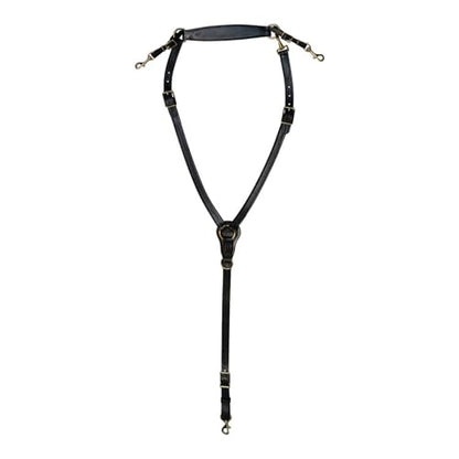 Tucker Classic Montreal Breast Strap Trail Horseback Riding Equestrian Sports Saddle Support Tack w/Durable Leather Over-The-Neck Breast Collar, Metal Hardware & Fleece-Lined Chest Tab - color: Black/Brass Hardware