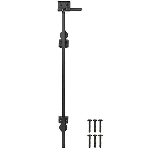24 Inch Cane Bolt Gate Drop Rod Heavy Duty Gate Hardware, Gate Ground Latch for Wooden Fences, Metal Gates Doors Stopper for Gate Ground, Wrought Iron Gate Latches, Black Finish(1 Pack) - size: 24 Inch