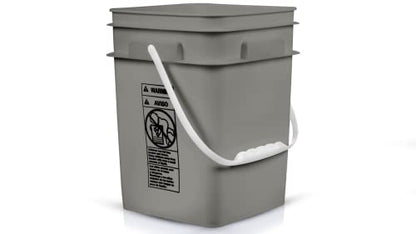 House Naturals 4 Gallon Square Food Grade Plastic Bucket with Lid, Made in USA (Pack of 2) BPA Free (Grey) - color: Gray