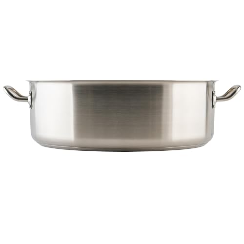 Winware - Stainless Steel 25 Quart Brasier with Cover | Made from extra-heavyweight 6mm thick 3003 aluminum, Great for Braising, Simmering, Batch Cooking and Restaurant Kitchens - size: 25 Quarts