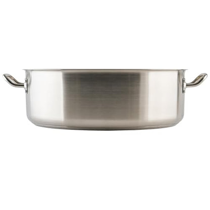 Winware - Stainless Steel 25 Quart Brasier with Cover | Made from extra-heavyweight 6mm thick 3003 aluminum, Great for Braising, Simmering, Batch Cooking and Restaurant Kitchens - size: 25 Quarts