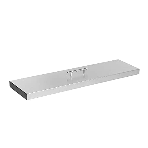 Celestial Fire Pit Cover for 30”x6” Linear Burner Pan (33" x 9" Actual Size), Commercial Grade, Stainless Steel, Reinforced Wrapped Edge - size: 33" x 9"