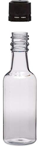 Mini Liquor Bottles With Black Lids, 56 Small Bottles and Tamper Evident Caps, 50ml 1.7 Oz - color: Black Caps