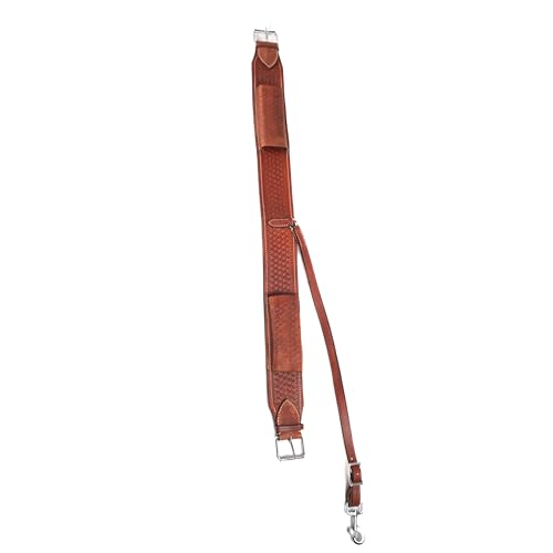 Hulara Western Carved Leather Rear Flank Back Saddle Girth Cinch Belt with Bucking Strap Comfytack |Premium Flank Cinch Belt Leather Horse Girth - color: Brown