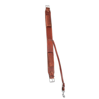 Hulara Western Carved Leather Rear Flank Back Saddle Girth Cinch Belt with Bucking Strap Comfytack |Premium Flank Cinch Belt Leather Horse Girth - color: Brown
