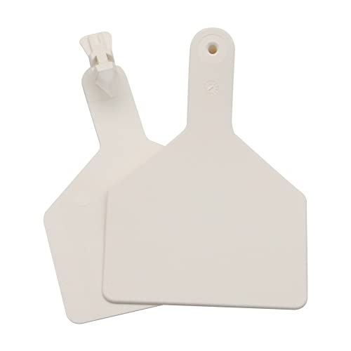 50 Pcs Blank Cattle Ear Tags, TPU One-Piece Flexible Livestock | Ear Tags for Cow Sheep Goat Pig Hog Calf, Large Size Tagging Writable Animal Identification Tags Farm Supplies (White-) - color: White-