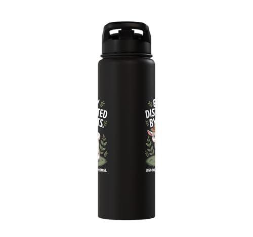 Easily Distracted by Goats Cute Coat Pygmy Goat Farmer Stainless Steel Insulated Water Bottle - color: Black