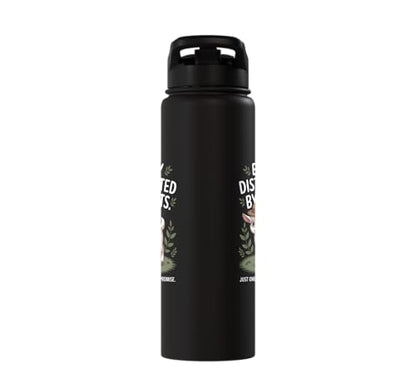 Easily Distracted by Goats Cute Coat Pygmy Goat Farmer Stainless Steel Insulated Water Bottle - color: Black