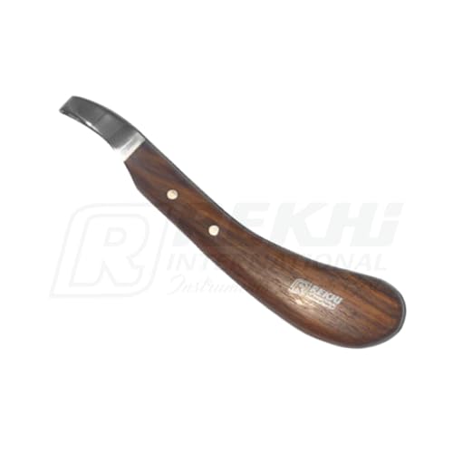 Rekhi Farrier Loop Knife with Wooden Handle – Precision Hoof Care Tool for Horses, Cows, and Goats, Durable Rust-Resistant J2 Stainless Steel Blade, Farrier and Equestrian Hoof Care Knife