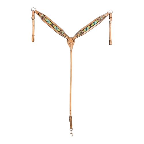 Majestic Ally Tooled Leather Western Headstall & Breast Collar Set – Handcrafted Leather, Classic Western Tack, Multiple Styles & Designs - style: 1063-NAT