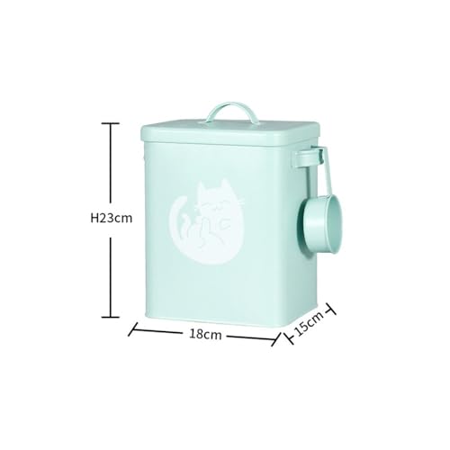Galvanized Iron Pet Food Container Moistureproof Pet Snack Organizer Airtight Seal Dry Food Storage for Cats and Dogs(Green) - color: Green