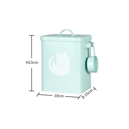 Galvanized Iron Pet Food Container Moistureproof Pet Snack Organizer Airtight Seal Dry Food Storage for Cats and Dogs(Green) - color: Green