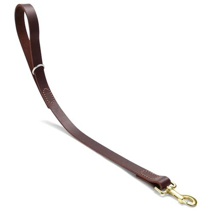 Leather Dog Leash, Strong Traffic Pet Short Lead & Heavy Duty Metal Hook for Training and Walking. (2.0ft L x 2.5cm W) - size: 2.0 ft L x 1.0 in W