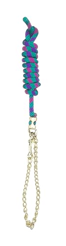 Perri's Poly Nylon Lead with 30-Inch Chain, 8-Feet 30-Inch - color: Purple/Rasp/Teal